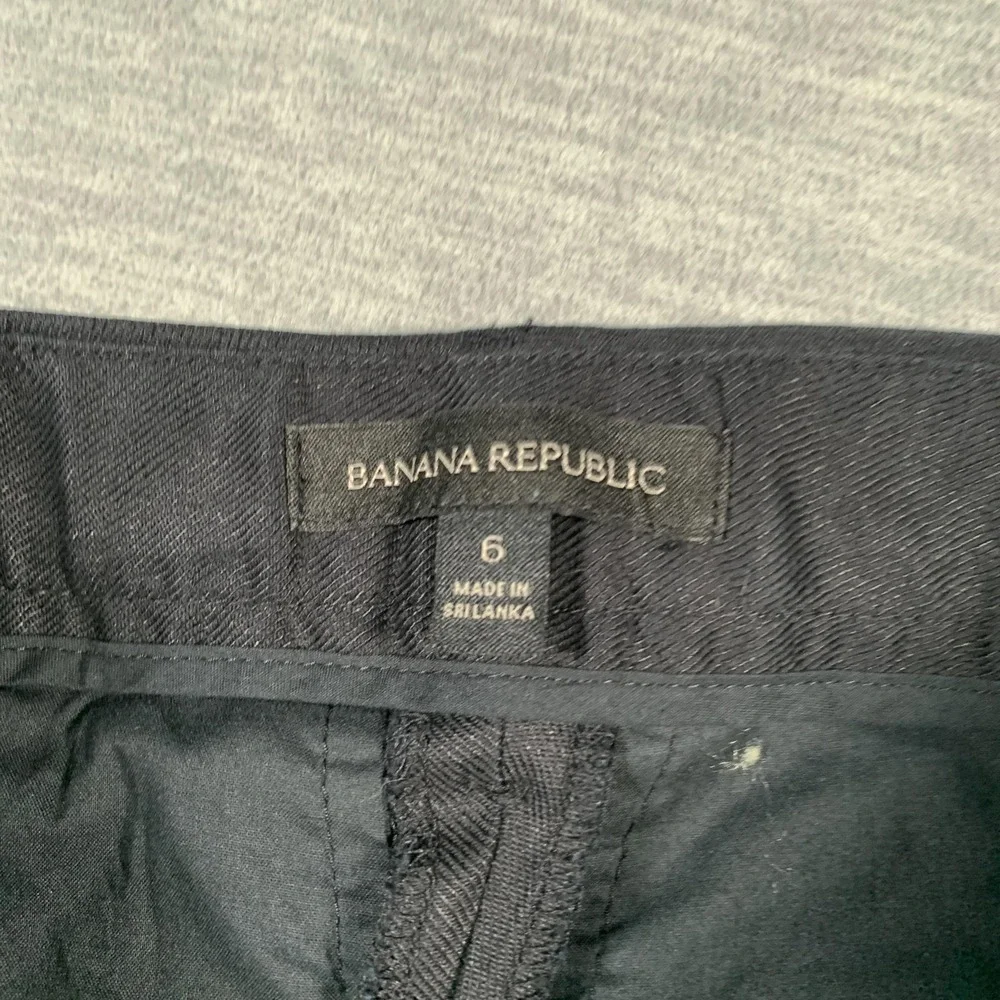 Banana Republic‎ Pants Womens 6 Black Linen Blend Wide Leg Cropped Trousers Work